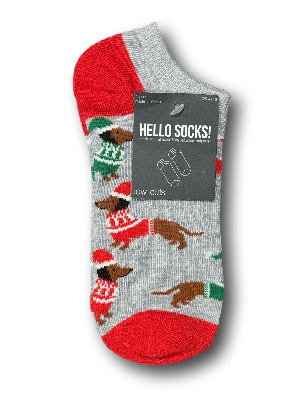 3/$15 Dachshund Dogs Christmas Holiday Funny Novelty Low-Cut Ankle Socks - NWT